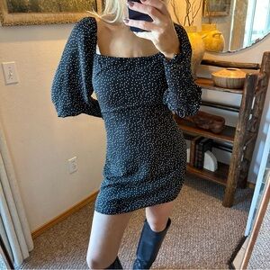 Polka Dot Black and White Long Sleeve Dress